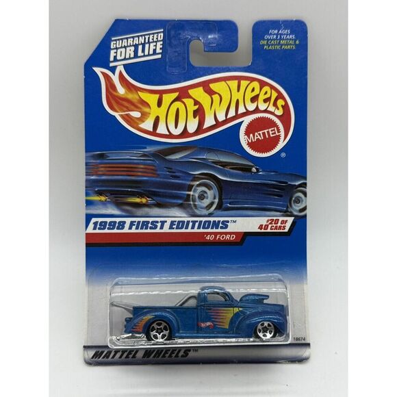 1998 Hot Wheels 1940‎ Ford Pickup Truck #654 20 of 40 First Edition Blue. - Picture 1 of 2